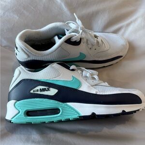 Nike White and Teal Sneakers size 11 Air Max 90s